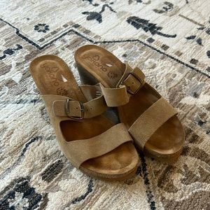 Light brown wedge sandals